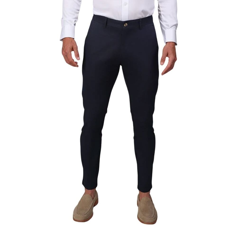 COLLARS & CO Mens CEO Classic Slim Leg Stretch Navy Chino Pants NWOT 38 W 32 L